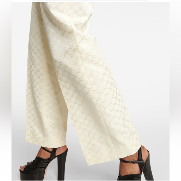 GUCCI Pleated Cotton-Blend Jacquard Straight-Leg Pants - Picture 5 of 15